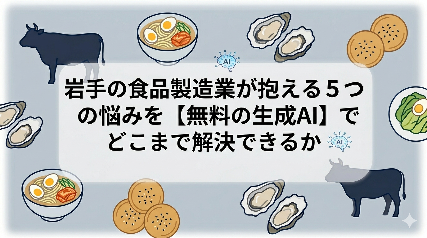 note21:岩手の食品製造が抱える５つの悩みを、【無料の生成AI】でどこまで解決できるか
