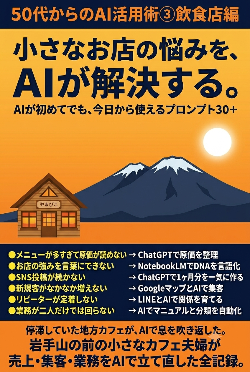 地方の小規模なお店におけるAIの活用を示したKindle本を作ってみました。